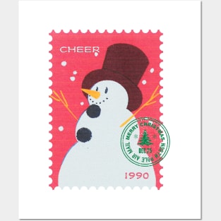 Vintage Stamp: Festive Snowman Posters and Art